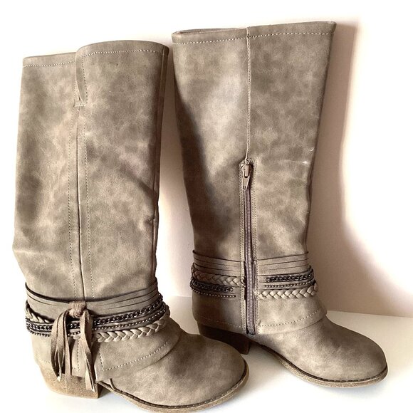 JellyPop Girls Brown Boots Decorative Ankle Feature Side Zipper Closure - Picture 4 of 10